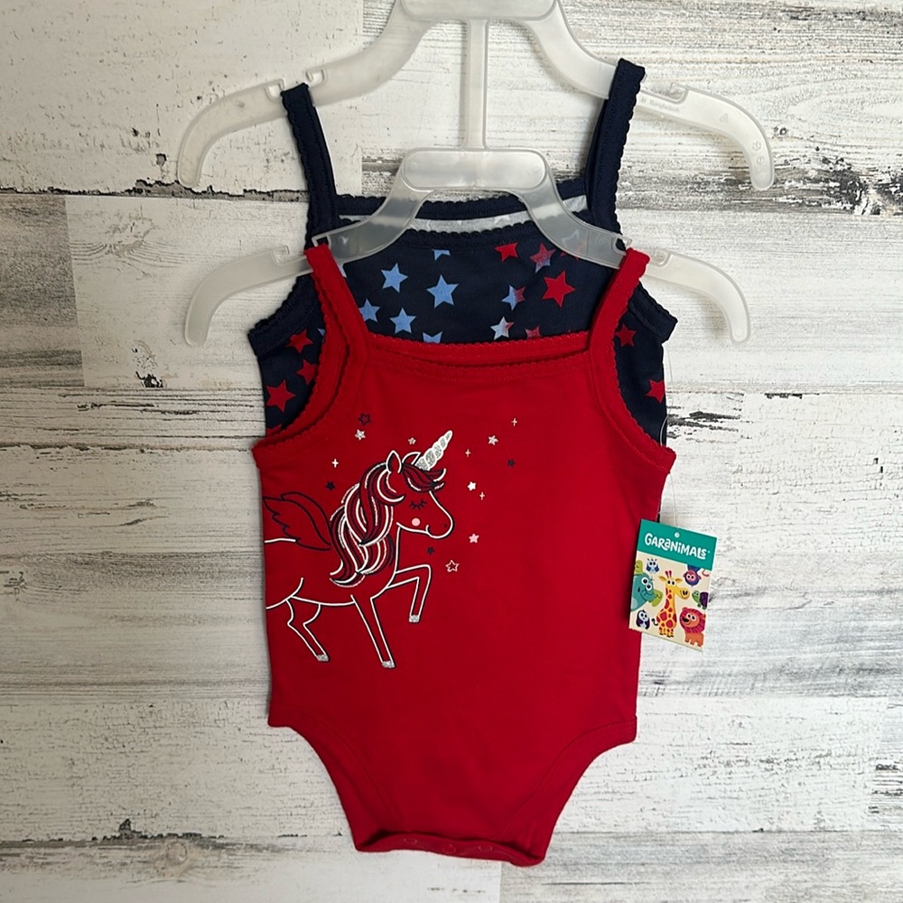 Garanimals 2 piece Onesie Set July 4th Red/Stars Size 6-9 Months NEW